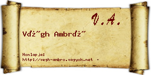 Végh Ambró névjegykártya