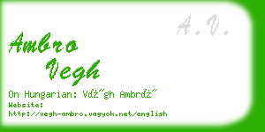 ambro vegh business card